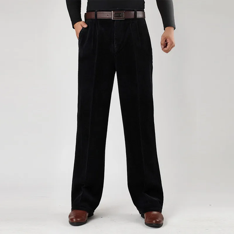 Winter Men's Thick Corduroy Casual pants Men's Cotton Corduroy Double Pleated High waist Loose Thick trousers Size 30-42 44 46