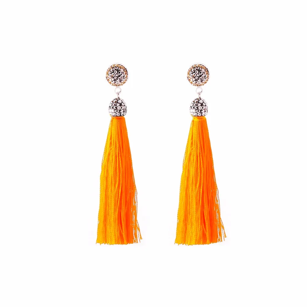 13 New Women Tassel Earrings Boho Bohemian Long Exaggerated Silk Fabric Dangling Earrings For Women Orecchini Lunghi Oorb CS23