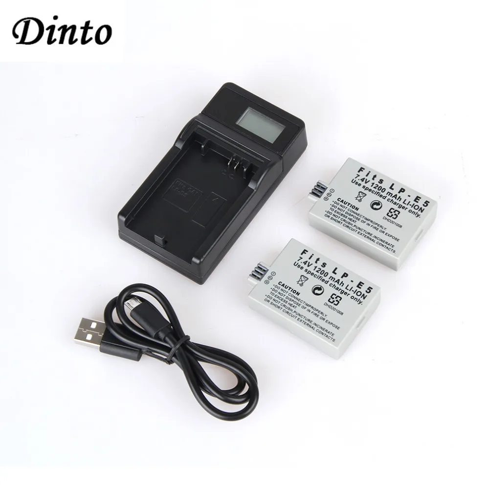 Dinto 2 x LP-E5 LP E5 LPE5 Перезаряжаемые Камера Батарея + USB ЖК-дисплей Дисплей Зарядное