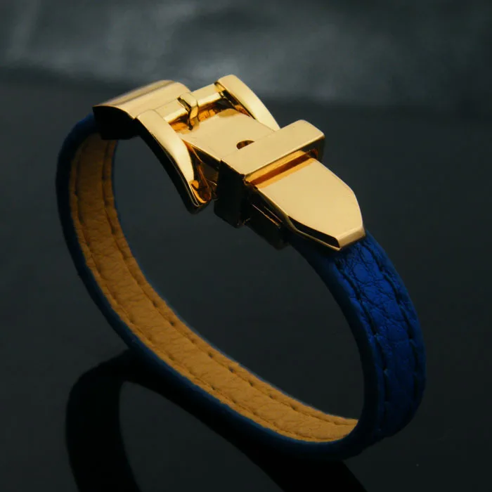11 цветов PU кожаный браслет цвета золота застежка ремня регулируемый размер браслеты для женщин подарок(DJ1364 - Окраска металла: Blue