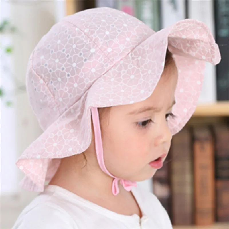 Infant Summer Outdoor Baby Girl Visor Cotton Sun Cap Baby Hat Floral