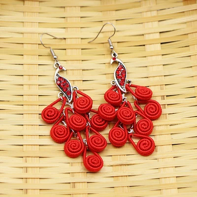 

Ethnic Style Peafowl Peacock Earrings Retro Drop Earrings Colourfull Travel All-Match All Earings Free Shipping