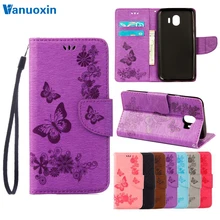 Кожаный чехол для samsung Galaxy J4 чехол Fundas для samsung J4 Plus Чехол-книжка с бабочкой чехол для телефона