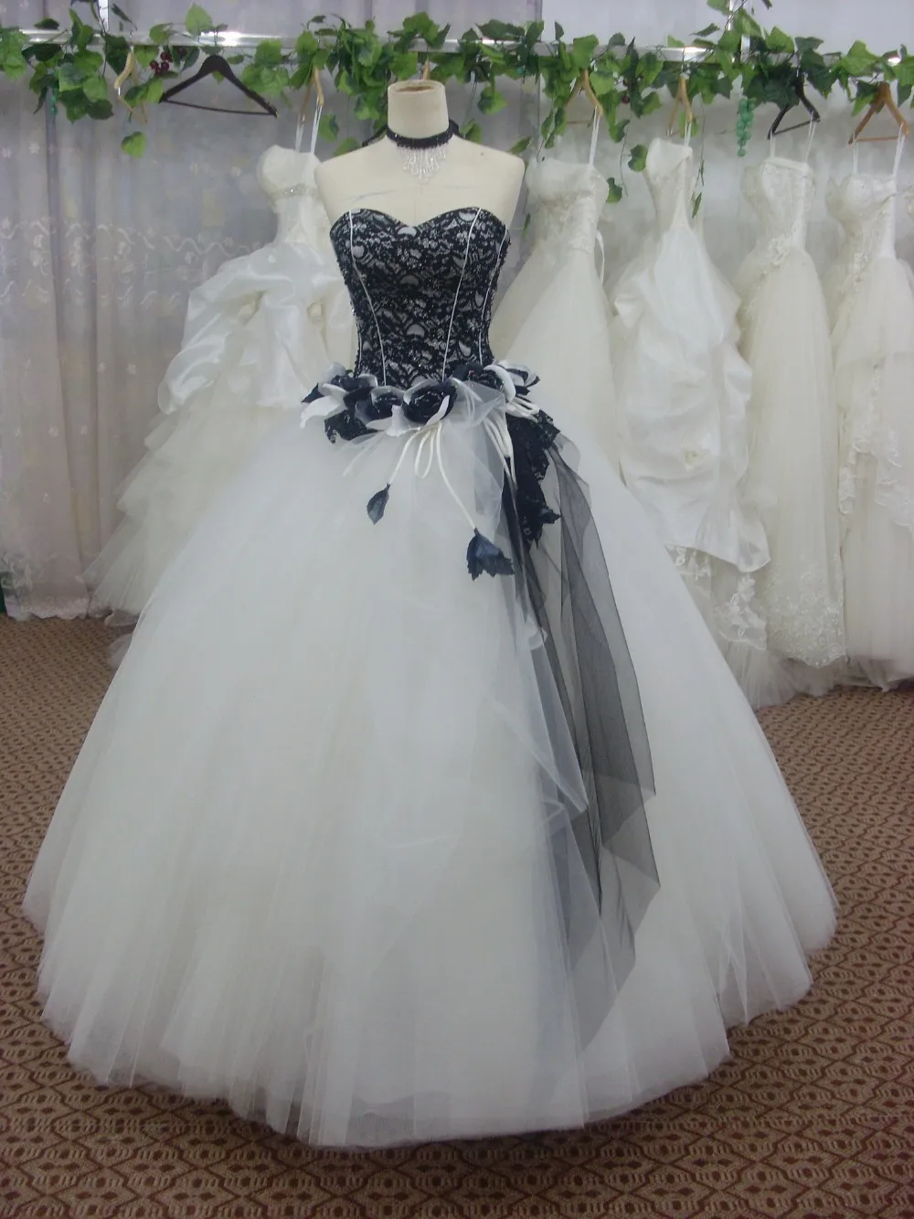 Черно-белое Тюлевое бальное платье свадебное платье Свадебные платья/Выпускные платья SL-3940