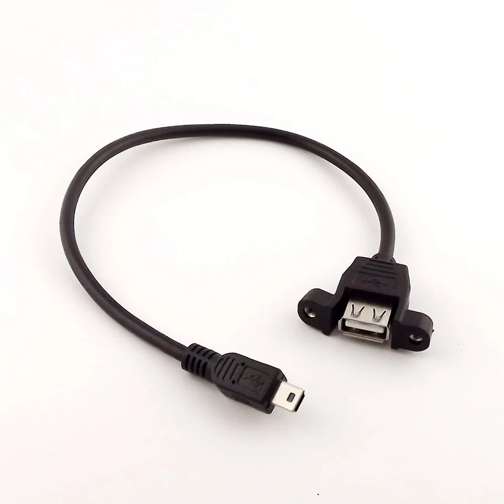 

1pcs USB 2.0 A Female Socket Panel Mount To Mini 5 Pin B Male Data Adapter Cable 1ft