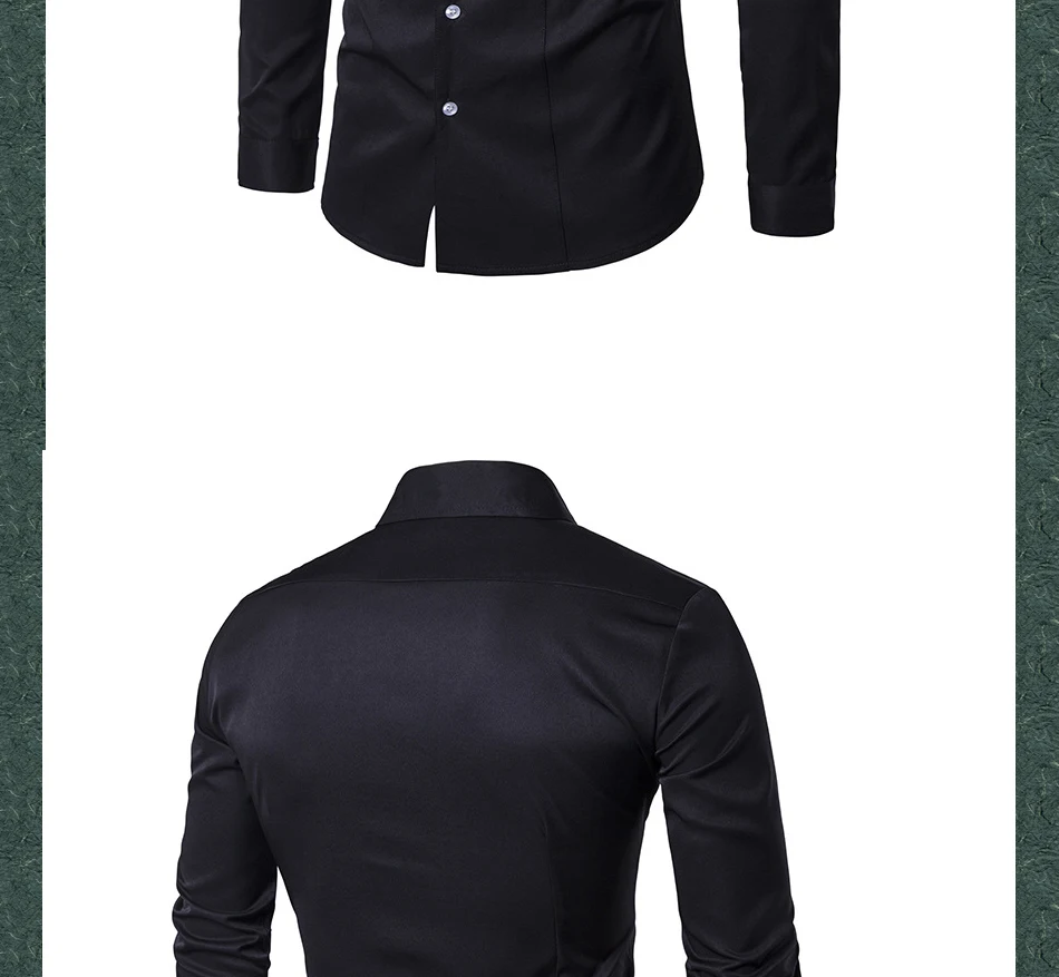 Мода 2019 весна осень чистый цвет camisa social masculina молодой мужской деловой длинный рукав рубашка тонкая Досуг белая рубашка