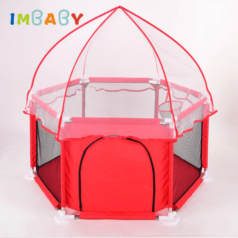 

IMBABY Playpen for Children Playpen With Basket Kids Tent Pool Balls Baby Playpen Large Area Ball Pool for Baby Fence Kids Tent