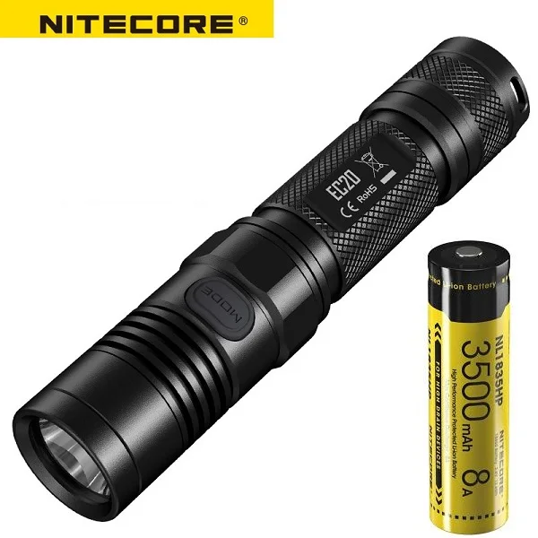 NITECORE EC20 960 люменов CREE XM-L2 T6 фонарик водонепроницаемый Гладкий трубчатый корпус 18650 Кемпинг портативный факел