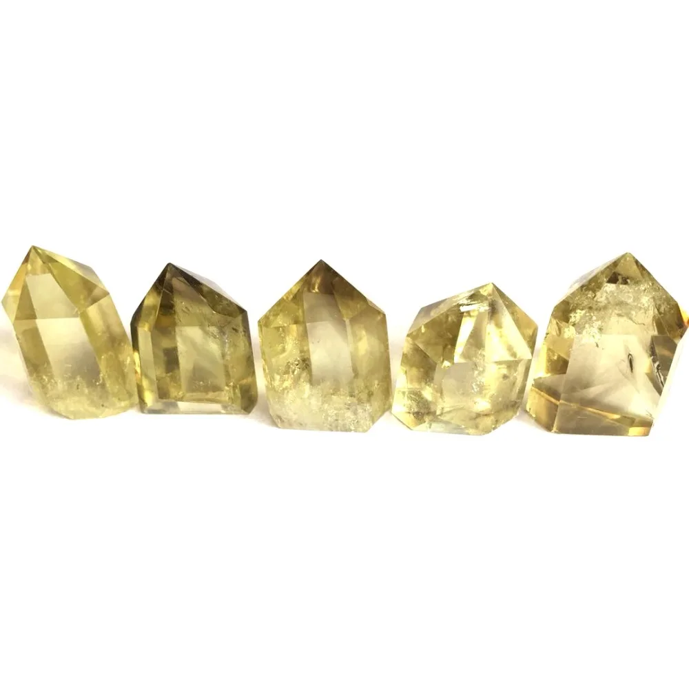 

5pcs Natural yellow citrine quartz crystal wand point with good color reiki mediation healing crystals