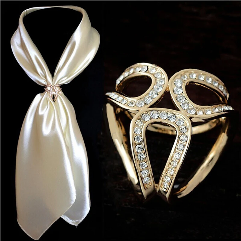 

2019 Newst Gold Silver Flowers Scarf Buckle Wedding Brooch Christmas Pins Crystal Holder Silk Scarf Jewelry