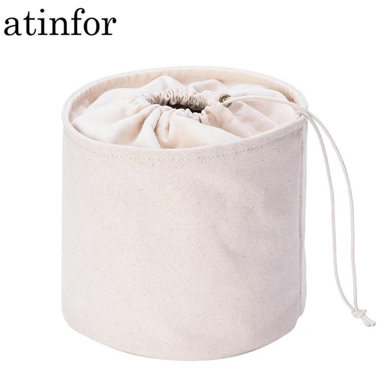 Atinfor бренд Эко хлопок парусина ведро шнурок макияж сумки хранения косметичка Органайзер сумка Вставка сумка для сумки