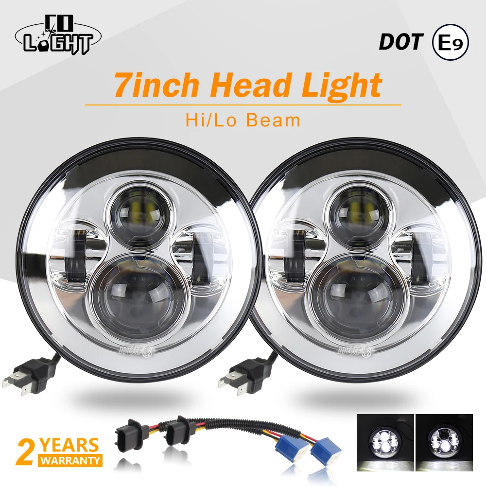 

CO LIGHT 7 Inch LED Headlights 80W H4 H13 Hi-Lo Beam DOT E-mark 12V Led Headlamp for Lada urban Niva Jeep JK 4x4 Harley Hummer