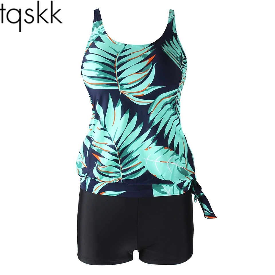 

TQSKK New 2019 Swimwear Women Tankini Swimsuits Print Swimsuit Vintage Retro High Waist Bathing Suits Beach Wear Swimming Suit