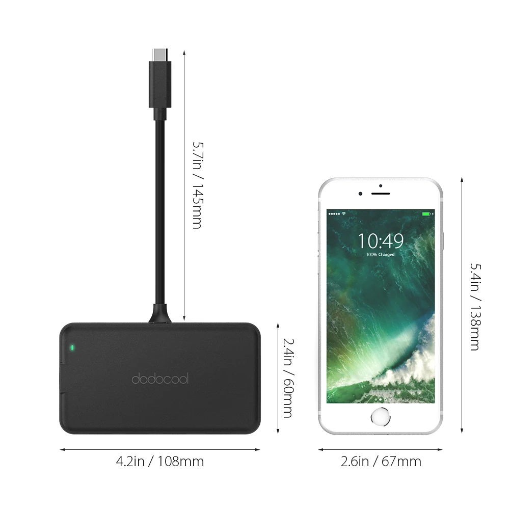 Многофункциональный usb хаб dodocool 8 в 1 концентратор USB C Type с 4K видео HDMI гигабитный