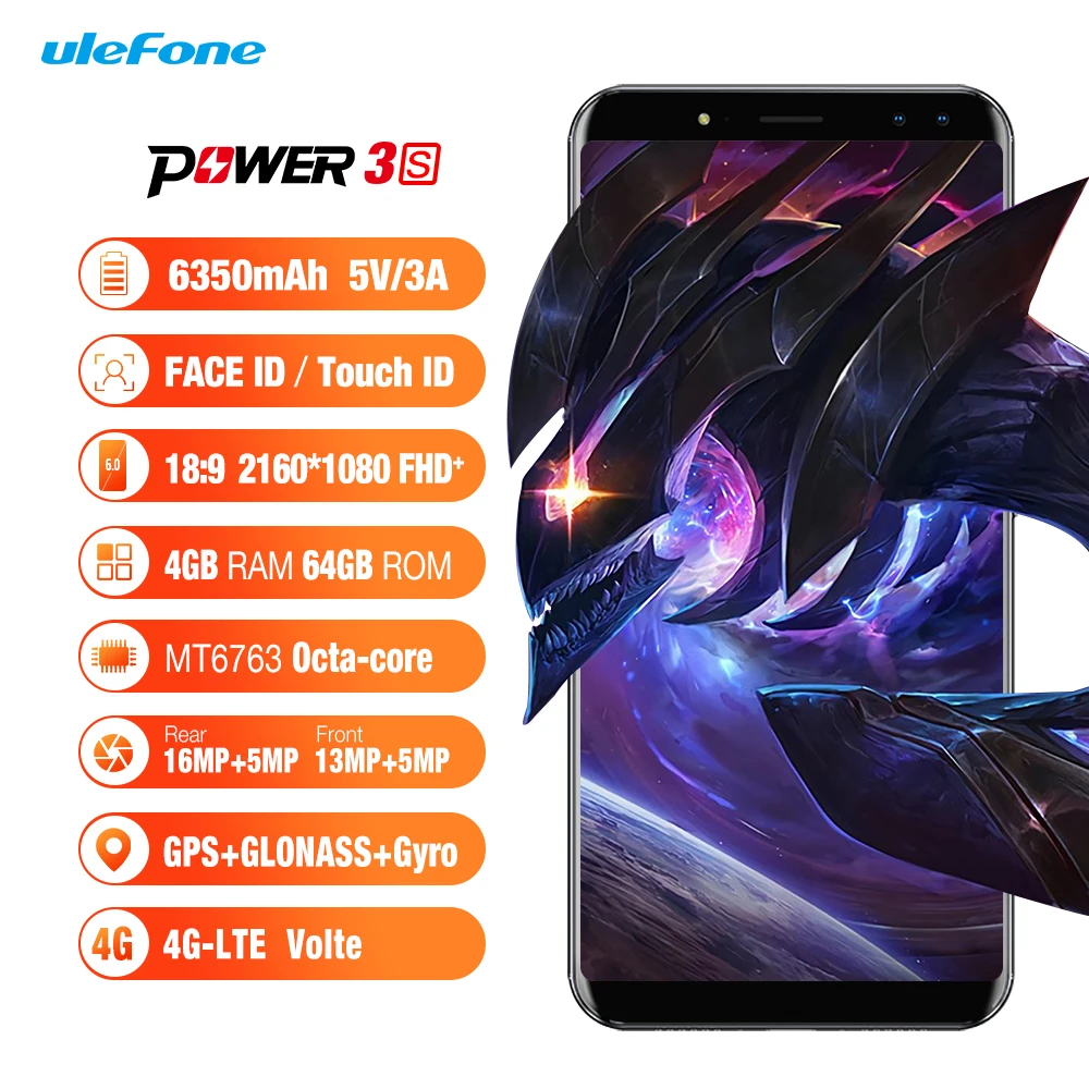 Ulefone power 3 S 6 дюймов 18:9 полноэкранный мобильный телефон MTK6763 Восьмиядерный 4 Гб ОЗУ