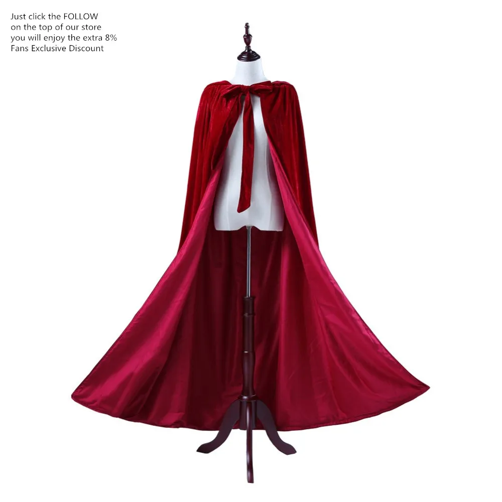Ceny Ruthshen welur Bridal Cape Burgundy Halloween Cloaks bluza z kapturem do kostek czerwony czarny Ivory długie szale do opatulania się tanie prawdziwe zdjęcie w magazynie