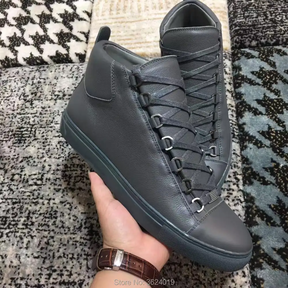

Luxury Casual Shoes For Men Gray New Design cl andgz Sneakers shoes High Top Flat Leather Loafers Footwear For Man' Flat Spring