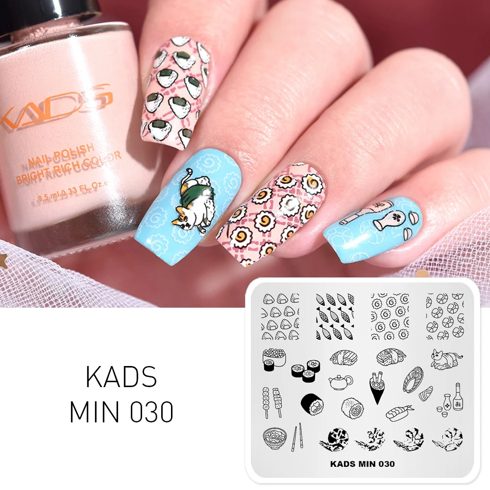 KADS MIN 030 Nail штамповочные пластины дизайн еды Art Stamp шаблон изображения пластина