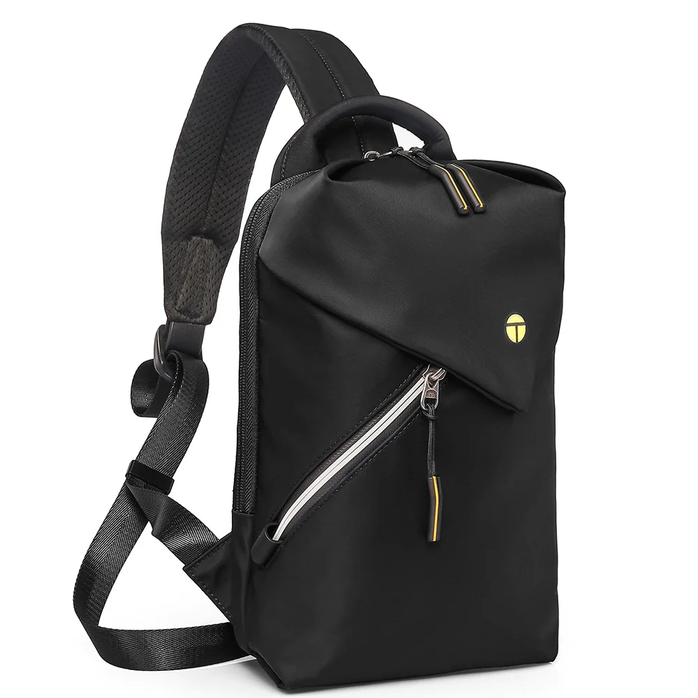 Tangcool, дизайн, мужская сумка-слинг, брендовая, повседневная, нагрудная сумка, водонепроницаемая, сумка-мессенджер, Студенческая уличная трендовая сумка на плечо - Цвет: black