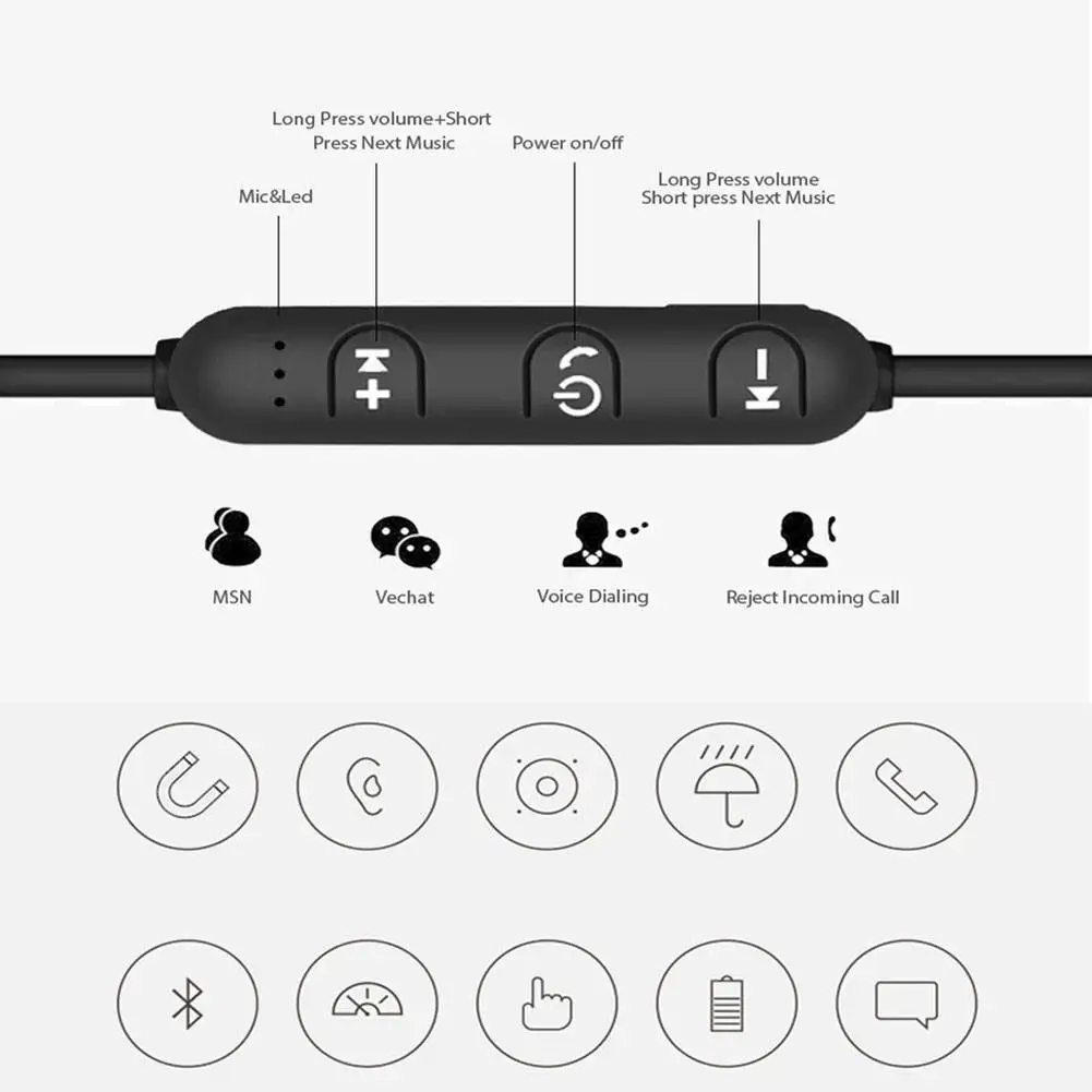 Bluetooth наушники спортивные беспроводные наушники супер бас гарнитура Handsfree Наушники с микрофоном для huawei Xiaomi samsung Earpods