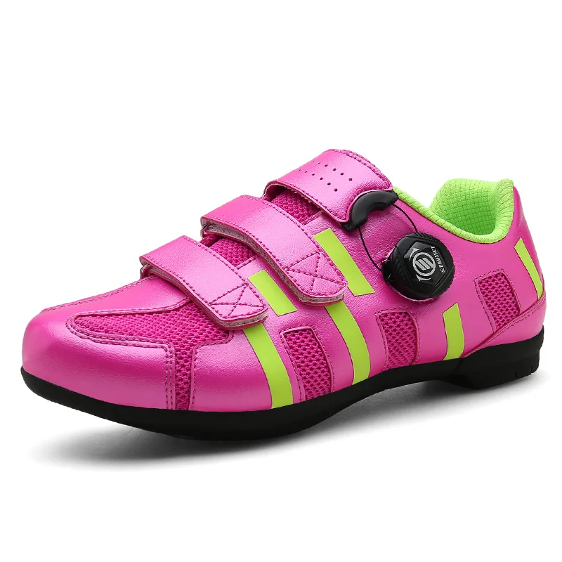 Женская обувь для езды на велосипеде, Мужская Сверхлегкая обувь с самоблокирующимся замком, Спортивная дорожная велосипедная обувь, профессиональные велосипедные кроссовки 36-44 - Цвет: Розовый