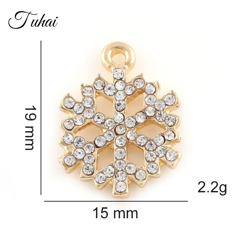 

10pcs Full Rhinestone Snowflake Charms Pendant for DIY Necklace Making Women Bracelets Dangle 2 Color Accessories
