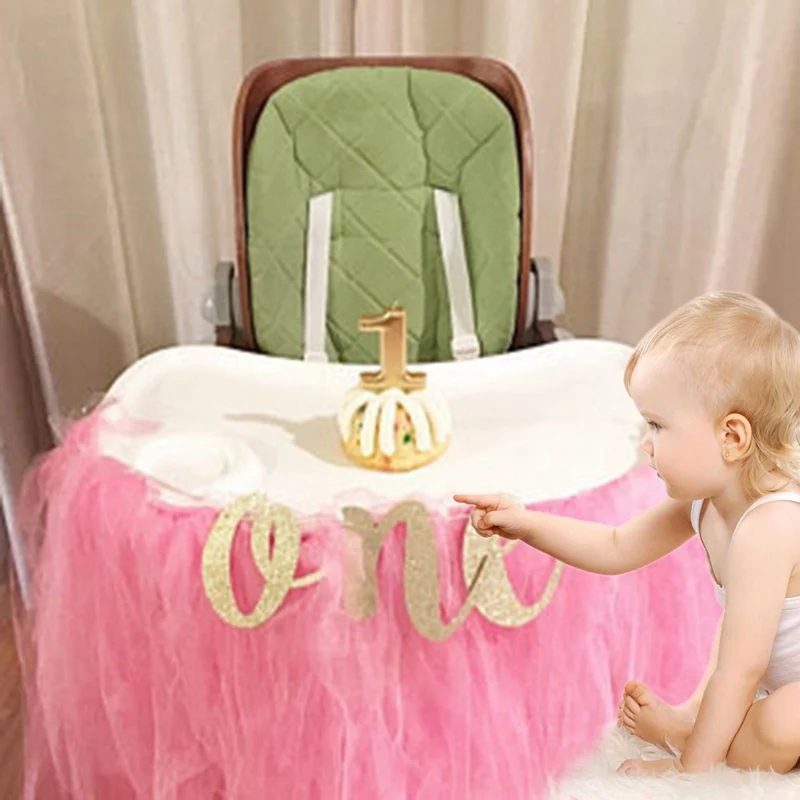 Креативный блеск номер один баннер девочка мальчик первый день рождения высокий стул ребенок душ принцесса вечерние украшения поставки