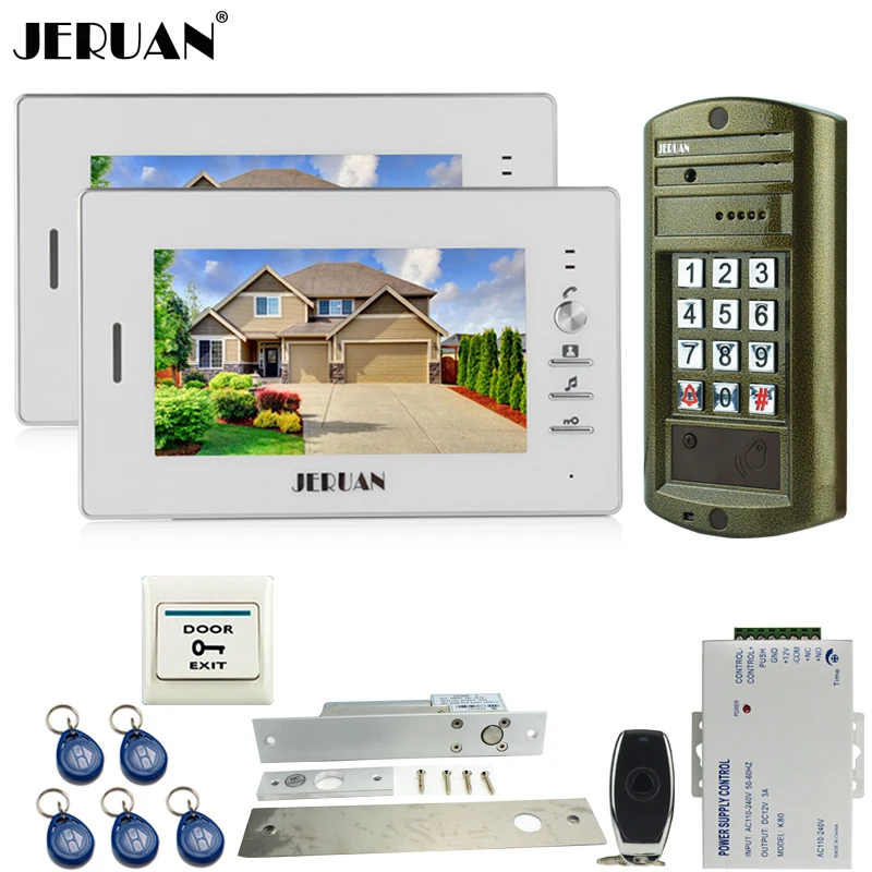 

HOME 7`` Video Door Phone Intercom System kit 2 Monitor+NEW Metal Waterproof Access password keypad HD Mini Camera 1V2