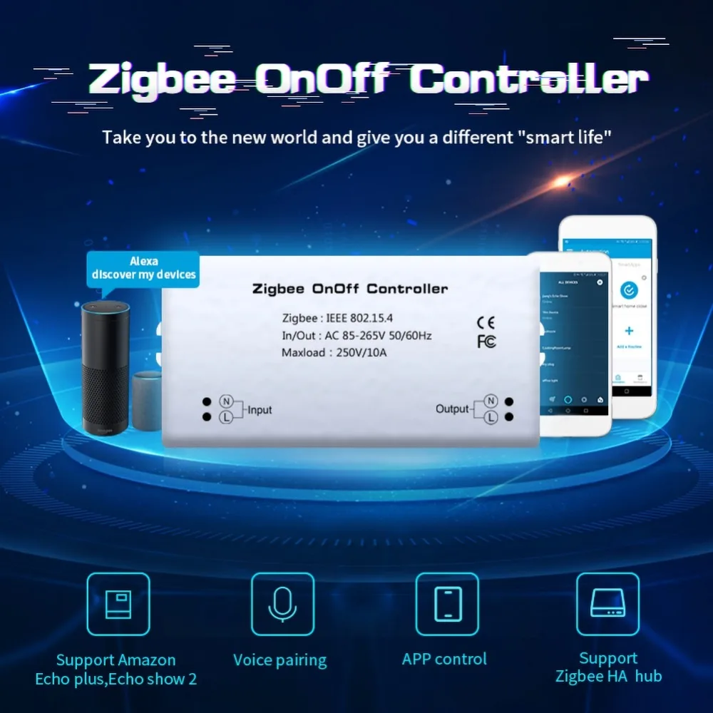 

Smart Home Zigbee intelligent On/Off Controller Smart Switch APP Remote Control Alexa Voice Control Switch Smart Home Module