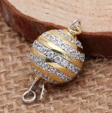 

With zirconium insert ball clasp, 12 mm 925 silver DIY high-grade natural pearl crystal necklace, bracelet clasp. -L59C