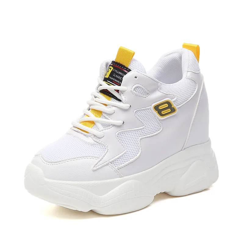 

Muffin Women's Shoes Autumn 2018 New Wild High-Heeled Flame Shoes Harajuku Style Sneakers Internal Increase Casual Single Shoes