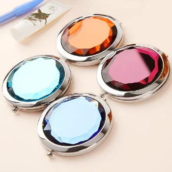 

50X Cosmetic Compact Mirror Back Engraved Crystal Magnifying Make Up Mirror Gift DROP SHIPPING #18023S-1