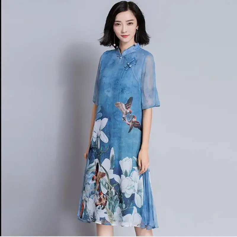 Платье женское винтажное длинное с цветочным принтом 2018|plus size long dress|fashion dresslong dress