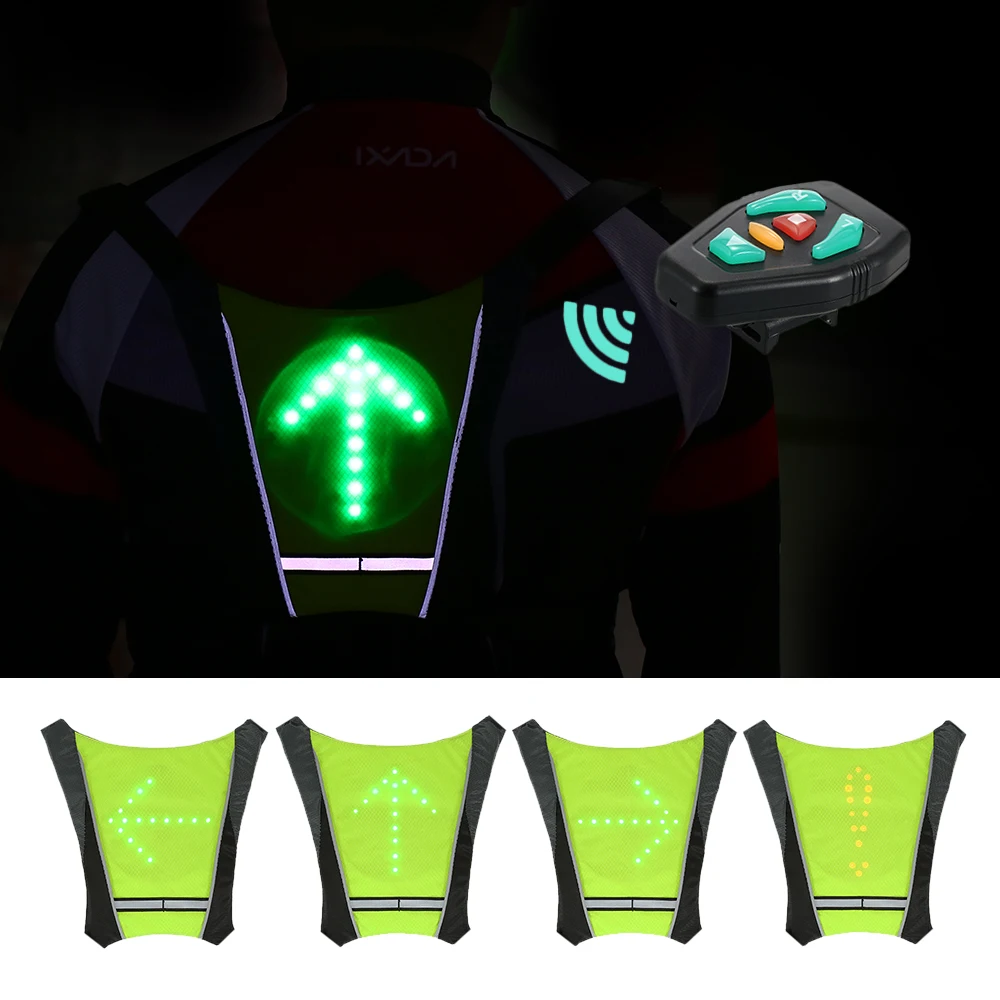 Lixada USB Перезаряжаемый светоотражающий жилет рюкзак с светодиодный поворотник светильник с пультом дистанционного управления для спорта на открытом воздухе
