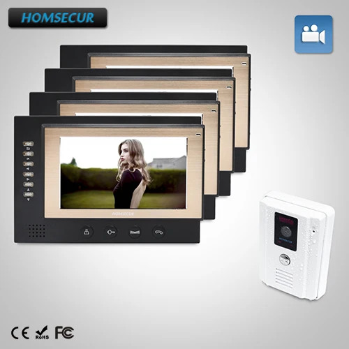 

HOMSECUR 7" Hands-free Video&Audio Home Intercom+One Button Unlock for Apartment : TC011-W Camera(White)+TM701R-B Monitor(Black)