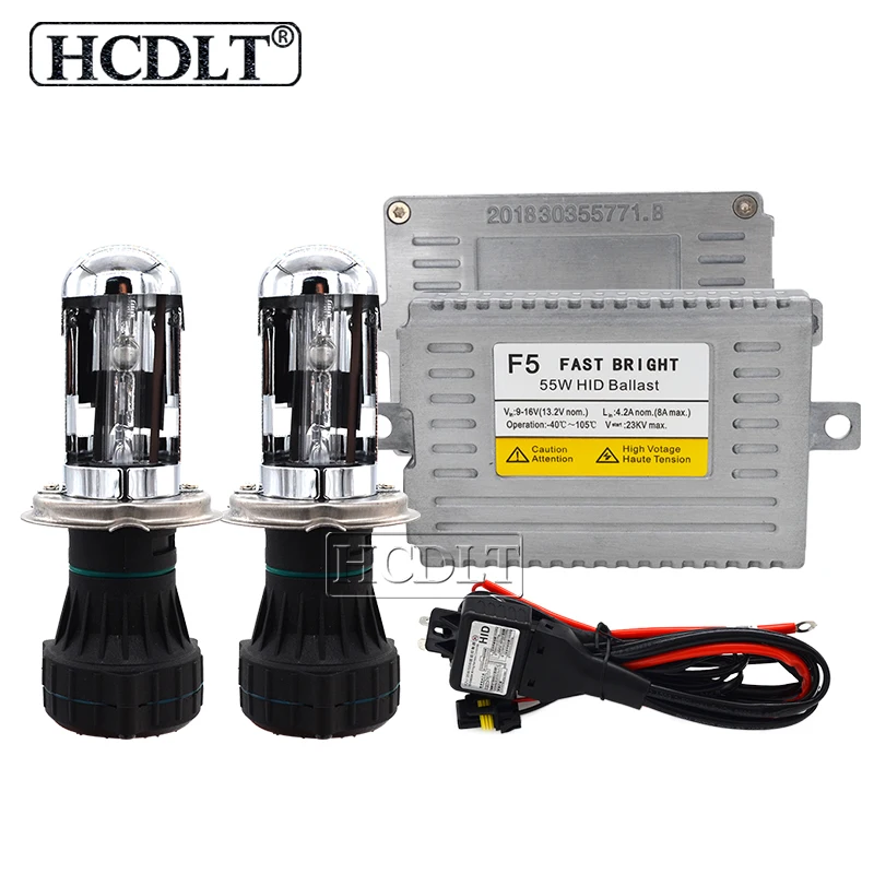 HCDLT Original 55W DLT F5 Fast Bright Cnlight H4 Bixenon HID Kit 4300K 5000K 6000K H4-3 HiLo Beam Bulb Cnlight Xenon Lamp Kit (3)