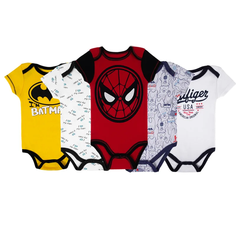 

5pcs/lot Newborn Bodysuit Cotton Cartoon Summer Baby Twin Clothes Neborn Cloths Baby Boy Infant Body Short Sleeve Bodysuits