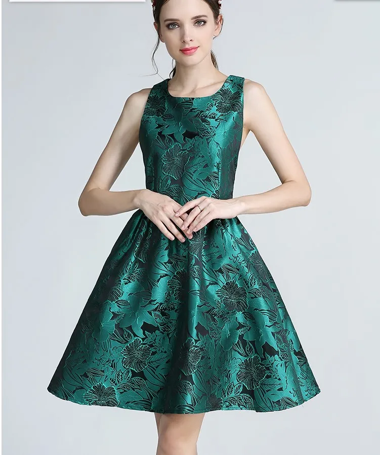 

new quality design dresses girls fashion sleeveless green embroidery dress women's casual elegant Korean style dress M L XL#L223