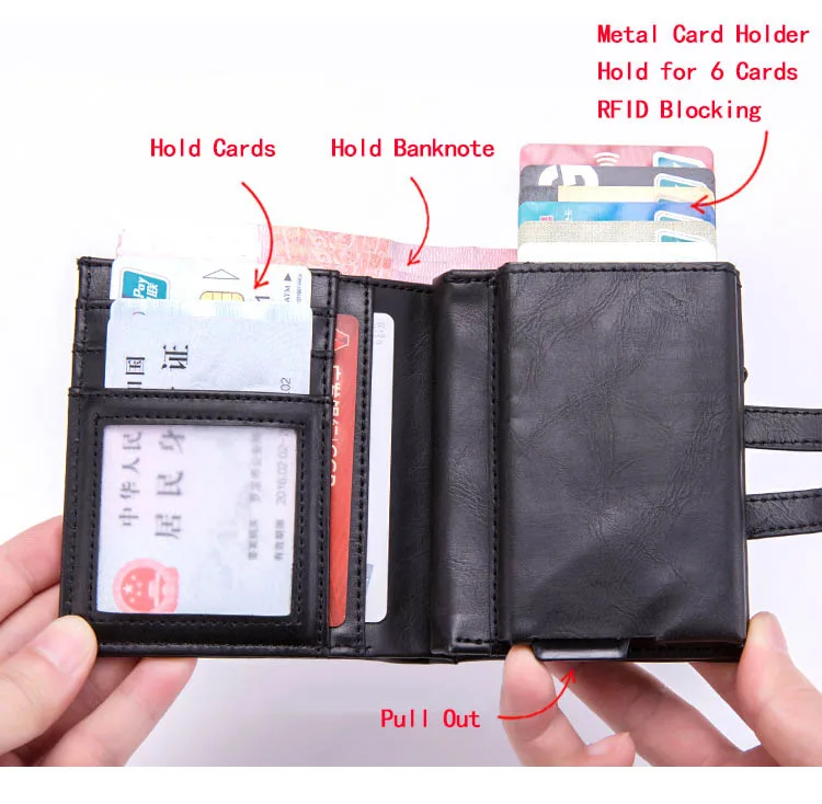 BISI GORO, мужской и женский многофункциональный металлический RFID смарт-кошелек, кредитный держатель для карт, алюминиевая коробка, блокирующий кошелек для путешествий