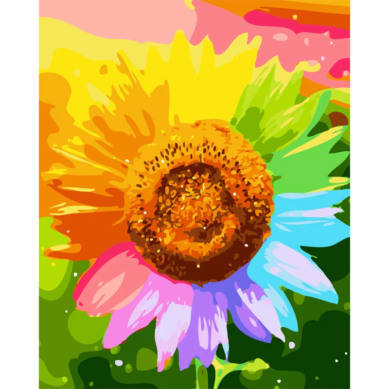 Qluo Moderna Da Arte Da Lona Dos Desenhos Animados Girassol Colorido Imagem Pintura A Oleo Digital Por Numeros Sem Moldura De Parede Decoracao Do Quarto Digital Oil Painting Oil Paintingcanvas Art Aliexpress