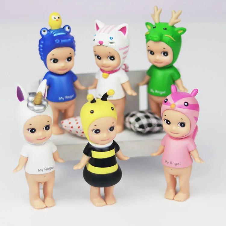 

6pcs/a lot Bee Unicorn Sonny Angel mini figure set Kewpie baby dolls cute toys for kids gift free shipping 031910