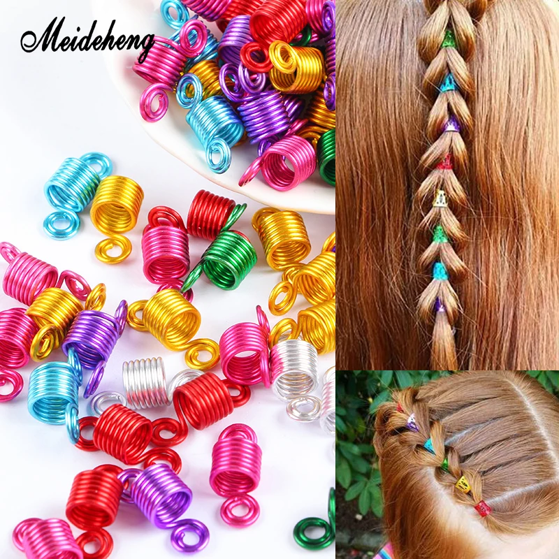 

35pcs/bag Metal Spring Tubular Beads Adjustable Dreadlocks Hair Rings Colorful Iron Ring DIY Hairstyle Design Accessories