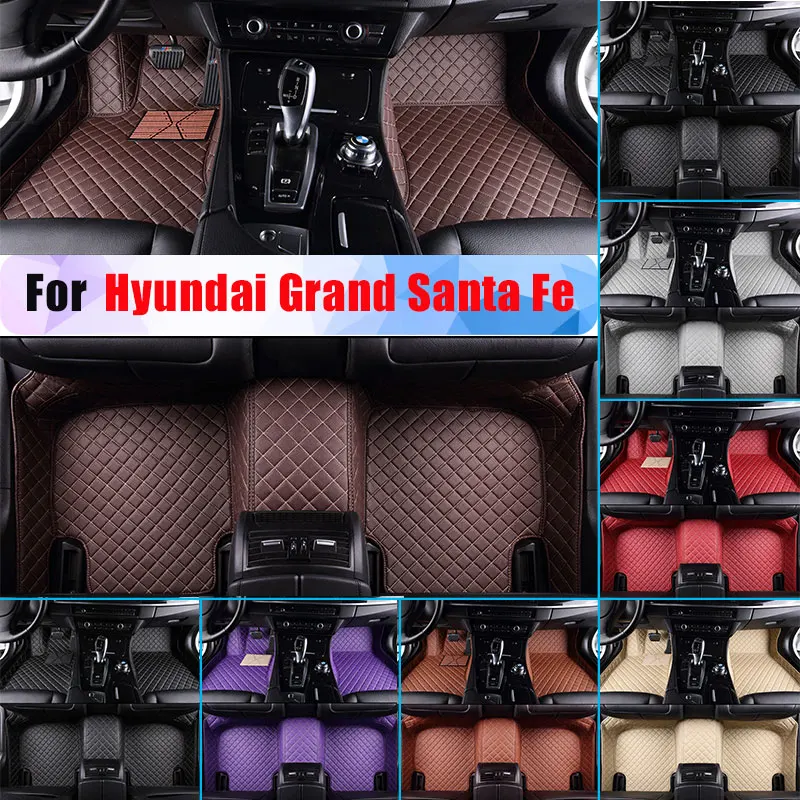 

Waterproof Car Floor Mats For Hyundai Grand Santa Fe All Season Car Carpet Floor Liner Artificial Leather Full Surrounded