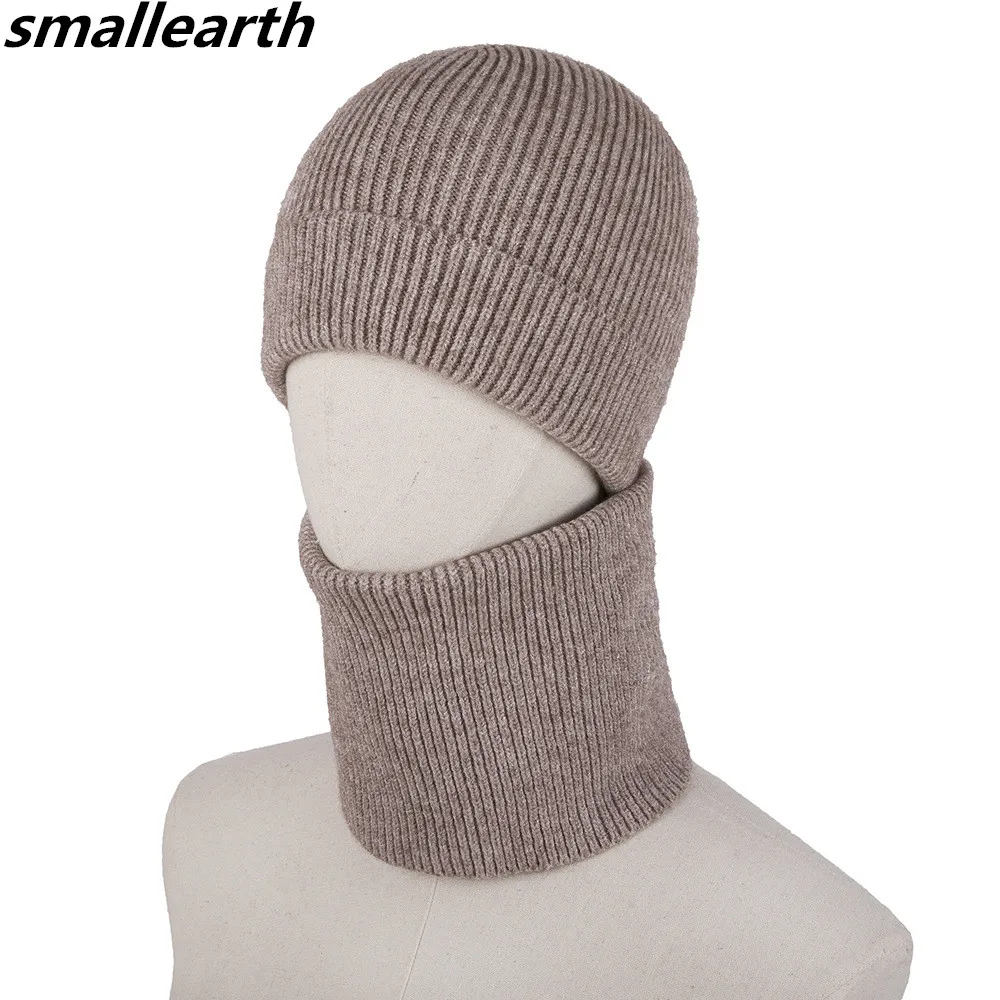 

New Autumn Winter Hat Knit Hats Scarf 2Pcs Set For Men Women Knitted Hat Neck Warmer Sets Female Beanie Ski Hat Skullies Beanies