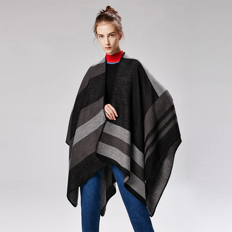 [AETRENDS] зимний шарф, Кашемировое женское пончо, длинное пальто с принтом, элегантная шаль, пашмины для женщин, топы etnico Z-6542