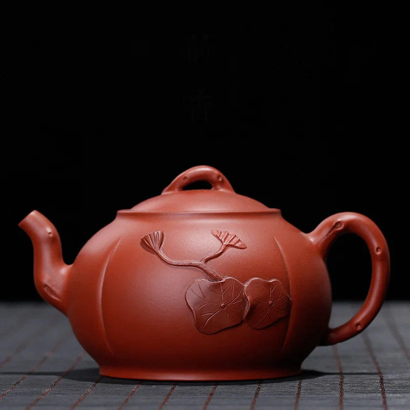 

PINNY 330ml YiXing Purple Clay Lotus Leaf Teapot Chinese Kung Fu Zi Sha Tea Pot Zhu Mud Purple Sand Crafts Retro Drinkware