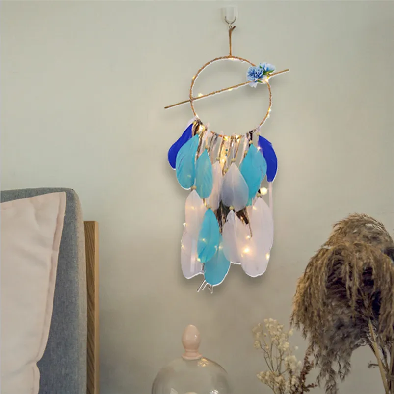 Vintage Home Decoration Dreamcatcher 2 Meter 20LED Feather  Lighting Girl Room Bell Bedroom Romantic Decoration 35JY2407