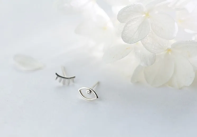 Women's Jewelry Fashion Silver Tiny Eyebrow Eye Stud Earrings Gift For Girls | Украшения и аксессуары