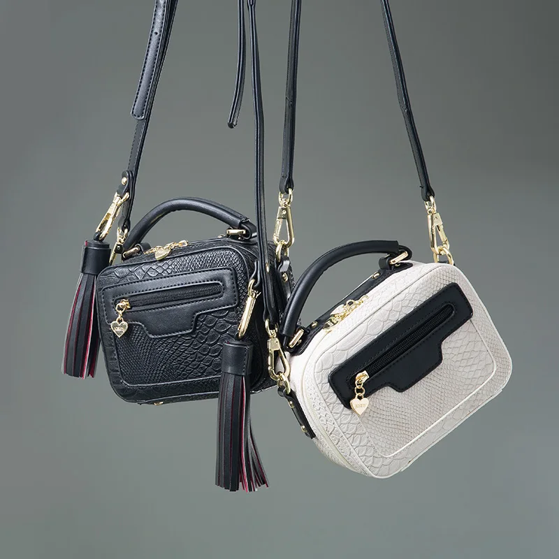 JOSINY 2016 Women Mini Handbag PU Leather Shoulder Bag Crocodile Pattern Veins Brand Black Tote Tassel Messenger Bags For | Багаж и сумки