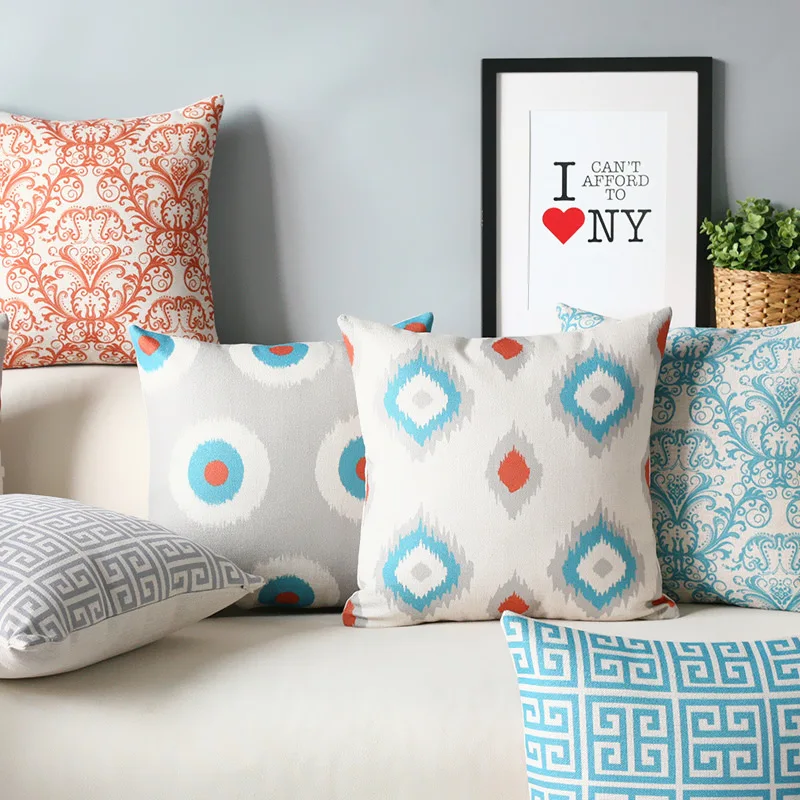 Elegant American Fresh geometric Pillow s, Nordic Blue Pillow Cushion